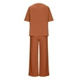 thumbnail image 5 of Summer Sets for Women Shorts Sets Women 2 Piece Outfits Solid Color Round Neck Short Sleeve Tops And Pants Sets With Pockets, 5 of 9