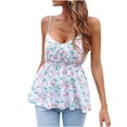 thumbnail image 2 of Pompotops Chemise en Chiffon Décontractée Sexy Mode Été à Bretelles Florale Col en V, 2 of 8