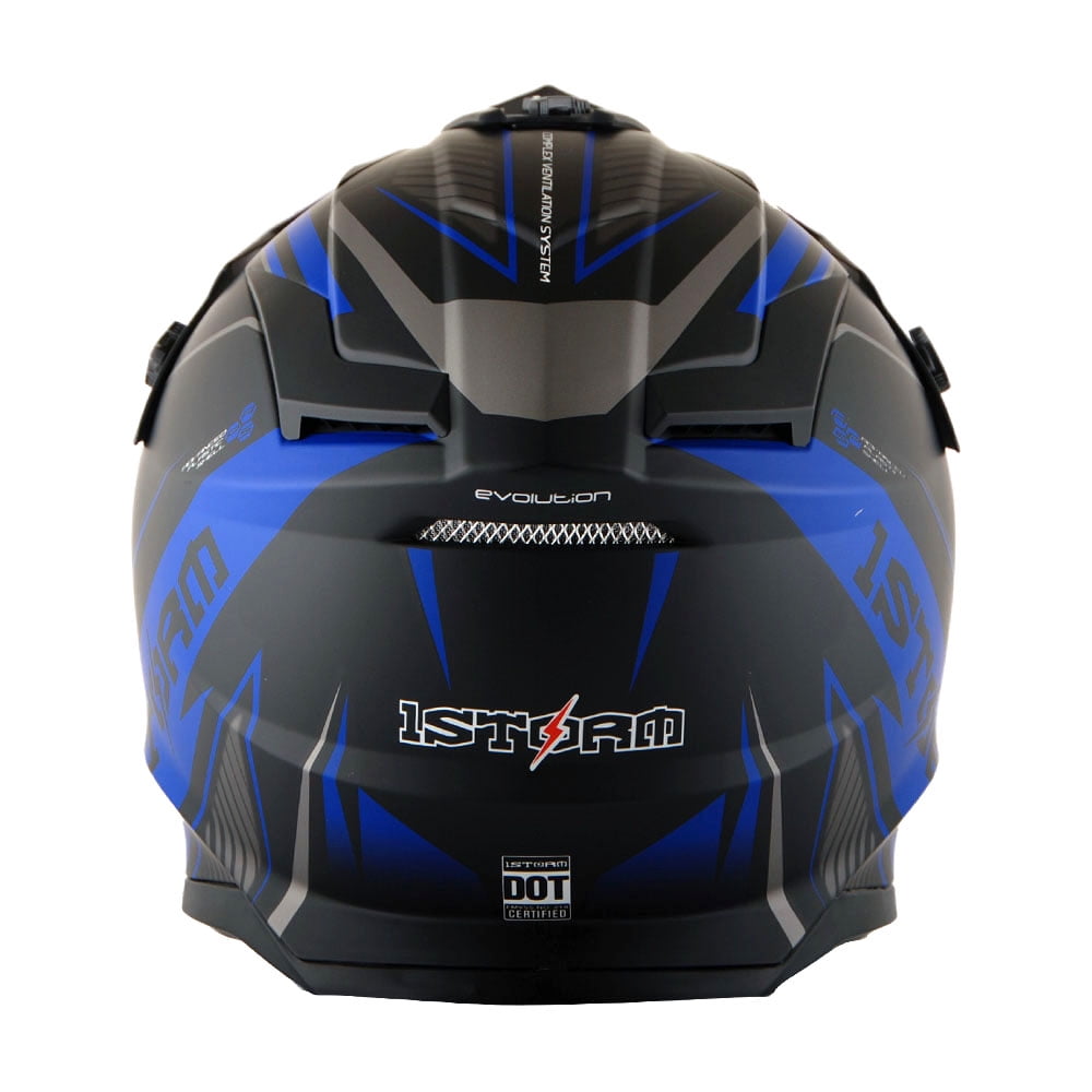 1Storm Adult Motocross Helmet BMX MX ATV Dirt Bike Downhill Mountain Bike Helmet Racing Style H637; Storm Blue