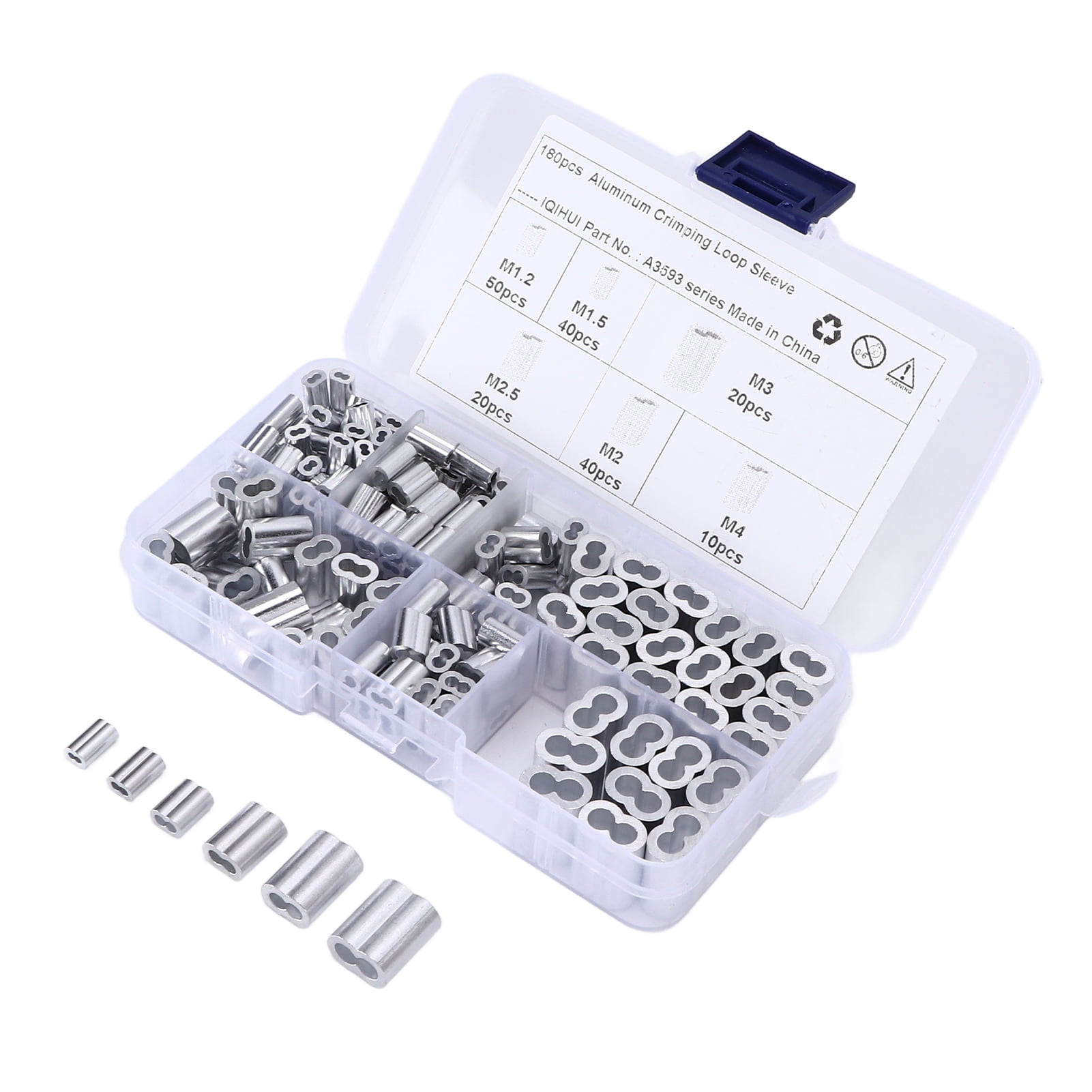 Double Barrel Ferrule, 6 Sizes Universal Crimping Loop Sleeve Kit For Wire  Rope For Cable Line End - Walmart.com