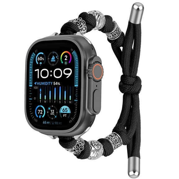 Rope Nylon Braided Band for Apple Watch 38/40/41/42mm(Series11 10), Adjustable Wristband Replacement Strap for Men Women for iWatch Series 11 10 9 8 7 6 5 4 3 2 1 SE321, Black