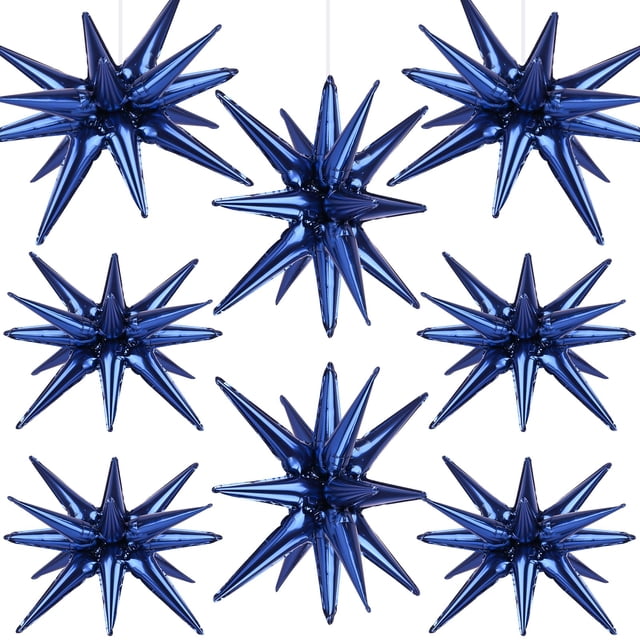 Globos de foil estrella azul marino Wrbin, 8 piezas, 27/22"