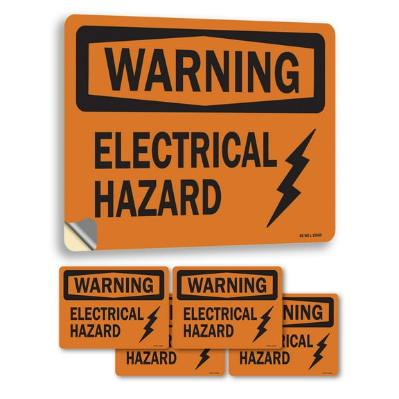 Electrical Hazard OSHA Warning Vinyl Decal Label 7 Inch x 5 Inch - 5 Pack