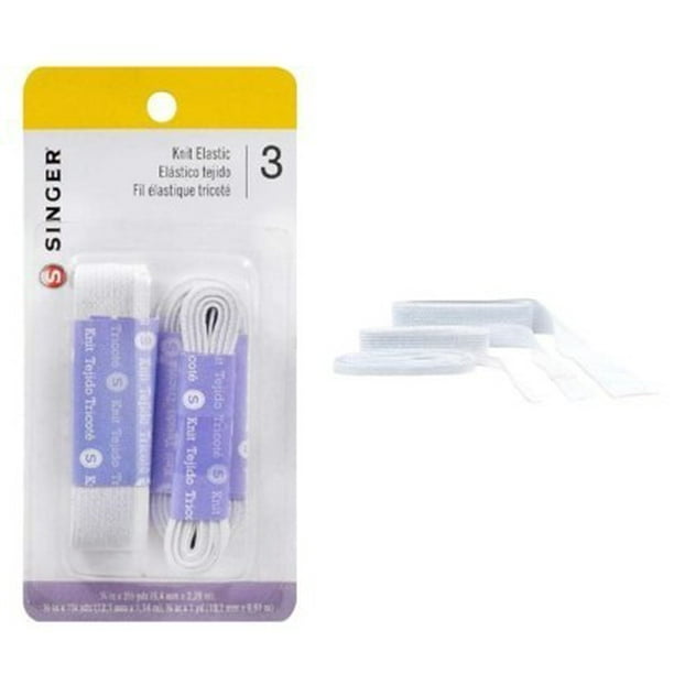 Singer Elastic, White 3 Assorted Sizes - 1/4