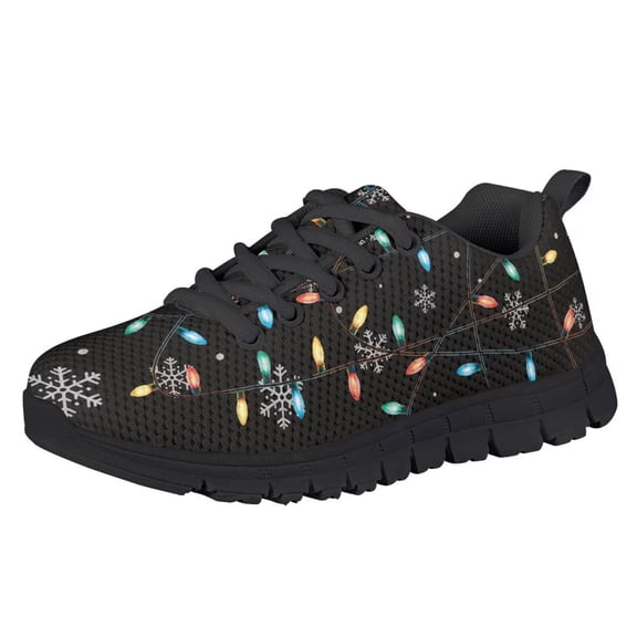 Chririnla Christmas Lights Snowflake Shoes for Kids Size 3 Big Kids Slip On Tennis Sneakers Boys Girls Xmas Walking Shoe Anti Slip Sports Shoes for Tennis Running Fitness