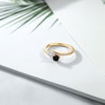 thumbnail image 3 of Gem Stone King 18K Yellow Gold Plated Silver White Moissanite and Black Onyx Bypass Ring for Women (0.69 Cttw, Gemstone Birthstone, Round 4MM, Size 5), 3 of 4
