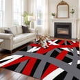 thumbnail image 2 of 5'x8' Area Rugs, Red Black Geometric Indoor Outdoor Area Rug for Living Room Bedroom, Modern Art Abstract Grey Line Washable Bathroom Rugs Kitchen Floor Carpet Mats Home Decor Aesthetic, 2 of 8