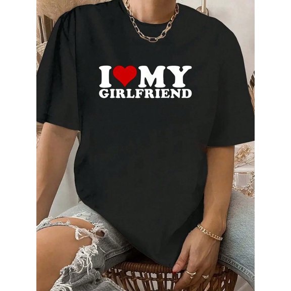 100% Cotton I Love My Girlfriend I Heart My Girlfriend GF T-Shirt