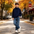 thumbnail image 6 of KAUOD Boys Fleece Quarter Zip Jacket Oversized Stand Collar Pullover Sweatshirts Kids Fall Solid Casual Long Sleeve Preppy Clothes, 6 of 6