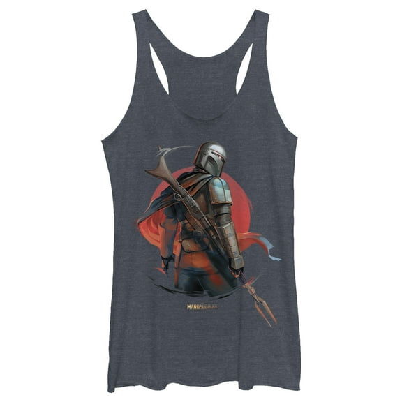 Women's Star Wars: The Mandalorian Dusty Sunset Racerback Tank Top Navy Blue Heather Small
