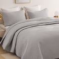 thumbnail image 4 of Whale Flotilla King Quilt Set, Soft Lightweight Quilts Bedspreads Coverlet with Embossed Pattern, Bedding Sets with Pillow Shams, Reversible Bed Cover for All Seasons, 96x104 Inches, Light Grey, 4 of 10