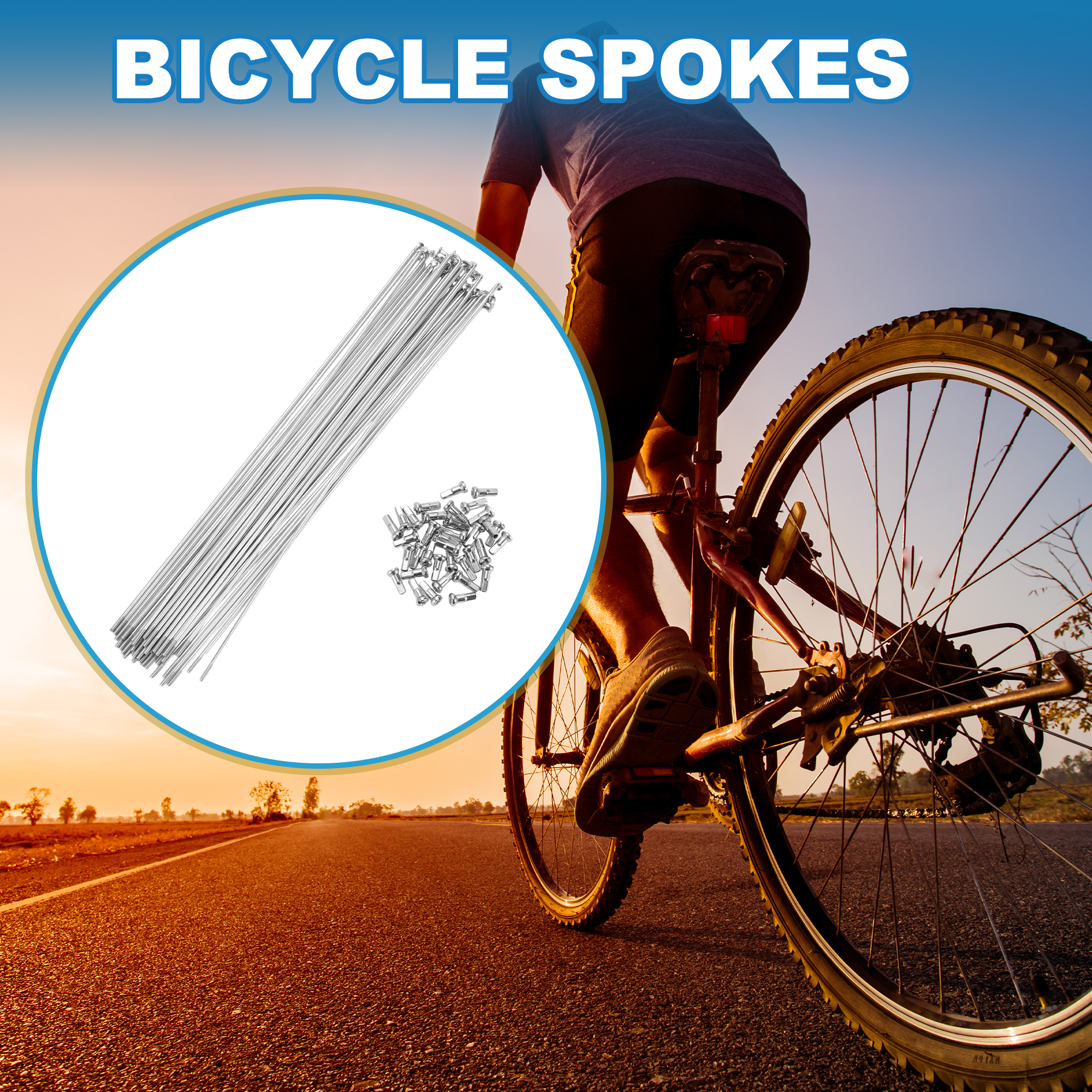 Unique Bargains 36Pcs Bike Spokes 14G Mountain Bike Spokes Carbon Steel Silver 10.43"