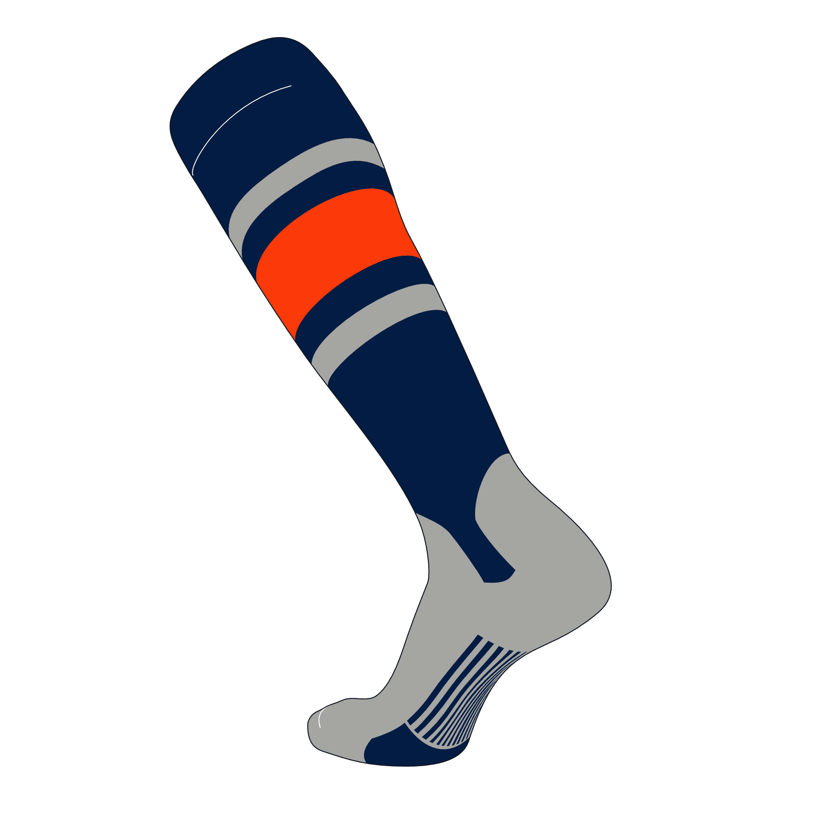 TCK Elite Baseball Knee High Stirrup Socks (E, 5in) Navy, Grey, Orange
