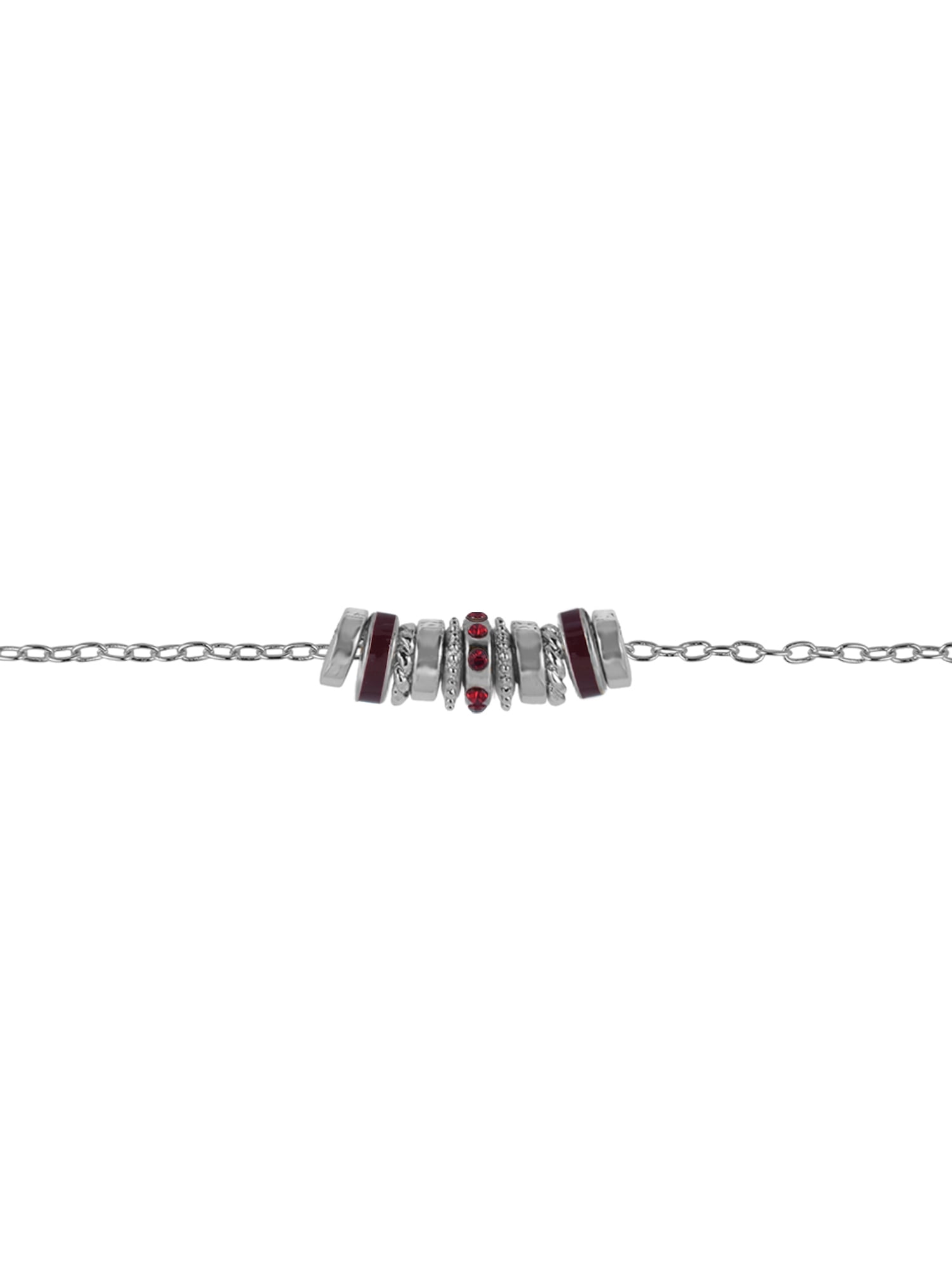 Time and Tru Silvertone Chain with Garnet Birthstone "January" Necklace