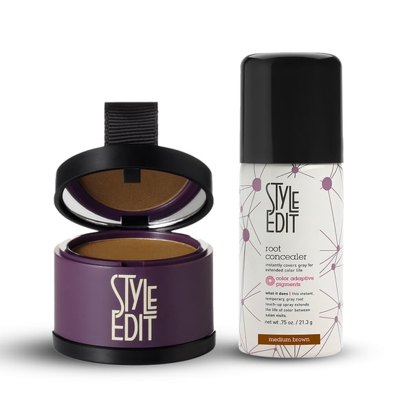 Style Edit Root Touchup Powder   Travel Sized Concealer Spray Medium Brown 0.88 oz
