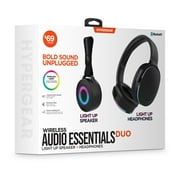 Hypergear 15861 Wireless Audio Essentials Duo With Light-up Bluetooth Speaker And Headphones [black]