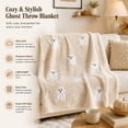 thumbnail image 4 of Halloween Ghost Throw Blanket, Cozy Lightweight Polyester Flannel Blanket, 59.06×39.37in Cute Spooky Ghost Pattern Decorative Throw for Sofa Bed Bedroom Living Room Home Decor, 4 of 6