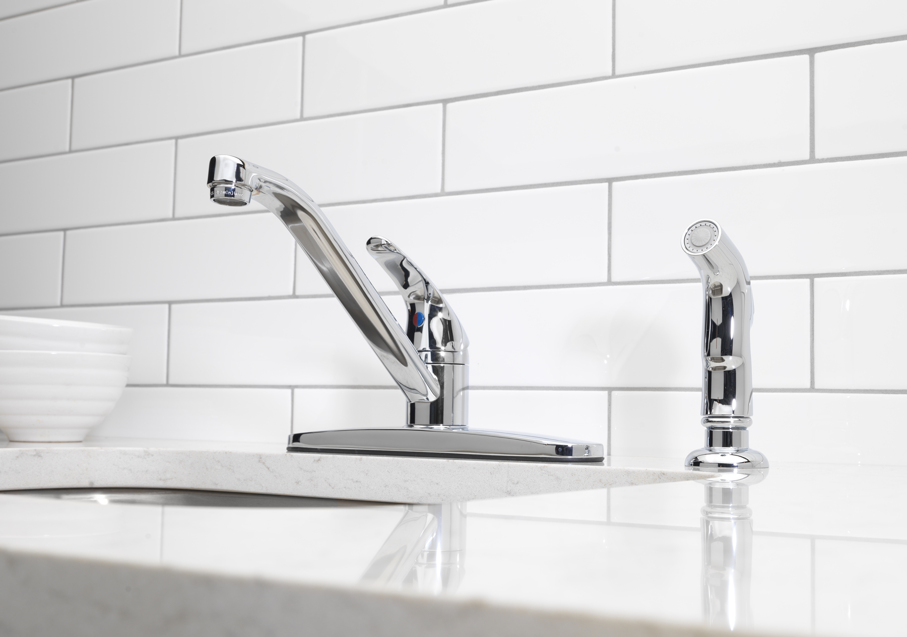 Mainstays 8" Centerset Chrome Kitchen Faucet with Side Spray photo 4