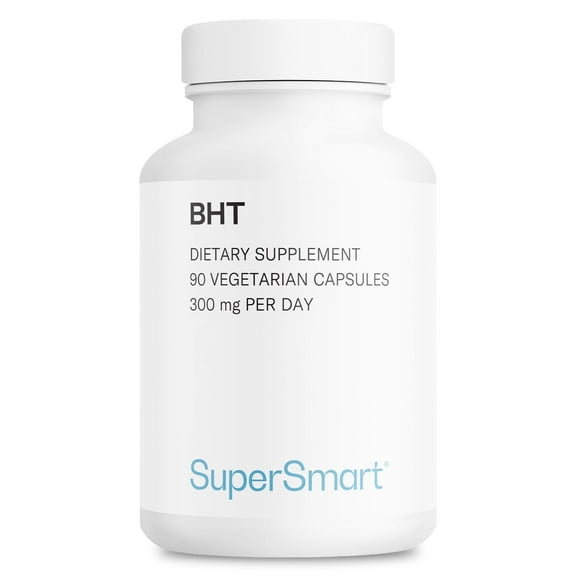 SuperSmart BHT Supplement 300mg per Day - Butylated Hydroxytoluene | Non-GMO & Gluten Free - 90 Vegetarian Capsules