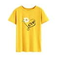 thumbnail image 4 of Xuanfei Women Love Letter Daisy Graphic Print Crew Neck Short Sleeve T-Shirt, 4 of 7