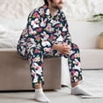 thumbnail image 7 of Susaid Rabbit And Rose Print Men's Long Sleeve Pajama Set, Two-Piece Button-Down Loungewear PJs Set, Comfortable Sleepwear for Relaxation-Large, 7 of 7