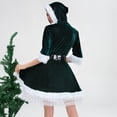 thumbnail image 3 of Conjunto de disfraz de Santa Claus de Navidad, vestido con capucha de terciopelo y cinturón de enagua (verde M), 3 of 3
