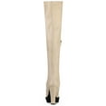 thumbnail image 2 of BLISSFUL STEP Women's Boots Platform Block High Heels Over Knee Side Zips Boots Beige 8, 2 of 7