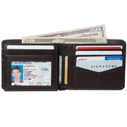 Alpine Swiss RFID Mens Wallet Deluxe Capacity Hybrid Bifold Flipout ID Window