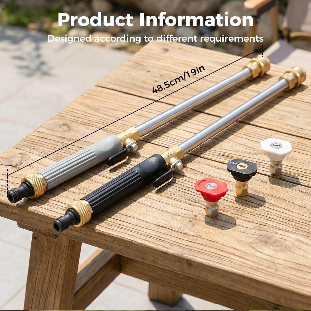 Jet Nozzle for Garden Hose – High Pressure Hose Nozzle with 2 Nozzles for Patio(Black)