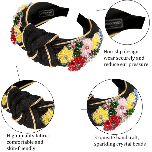 Baroque Rhinestone Crystal Headbands for Women Embroidered  display picture 1