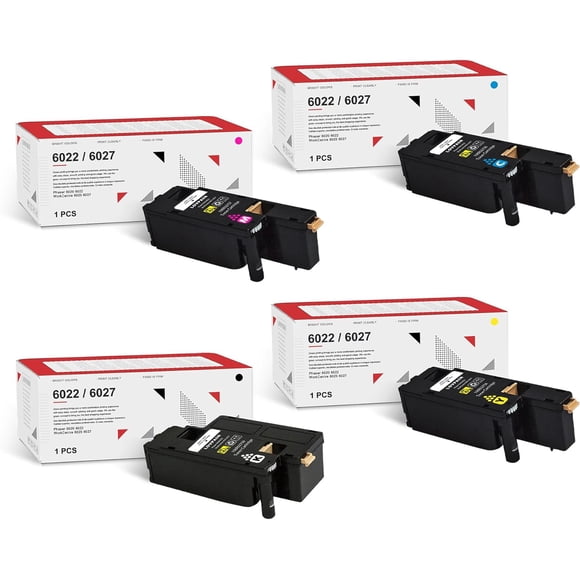 6022 Cartouches de Toner (Lot de 4, BK/C/M/Y) - DophWorkCentre 6027 Toner 106R02759 106R02756 106R02757 106R02758 Remplacement pour Xerox Phaser 6020 6022 WorkCentre 6025 6027 Imprimé