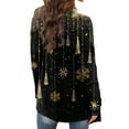 thumbnail image 5 of Women's Fashionable Loose-Fit Casual Cardigan with Christmas Print Mid-Length Coat for Holiday Outfits and Comfortable Wear,Black,L, 5 of 7