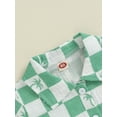 thumbnail image 6 of Musuos Little Boy Casual Checkerboard Outfit, 6M 12M 18M 24M 3Y 4Y Tree Print Lapel Short Sleeve Shirt Shorts Summer Set for Toddler, 6 of 10