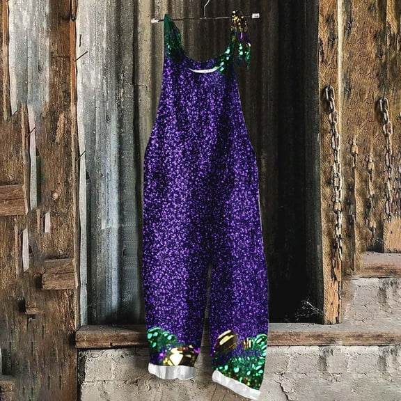 Gmdeguo Dungarees for Women Wide Leg Jumpsuit With Pocket Loose Fit Carnival Print Romper Overalls Casual Loose Baggy Pocket Jumpsuit Fashion Playsuit Trousers