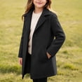 thumbnail image 2 of vdgthytj Unisex Kids Peacoat Button Front Long Sleeve Lapel Collar Solid Fashion Fall Winter Casual Coat with Pockets(10-11Years,Black), 2 of 8