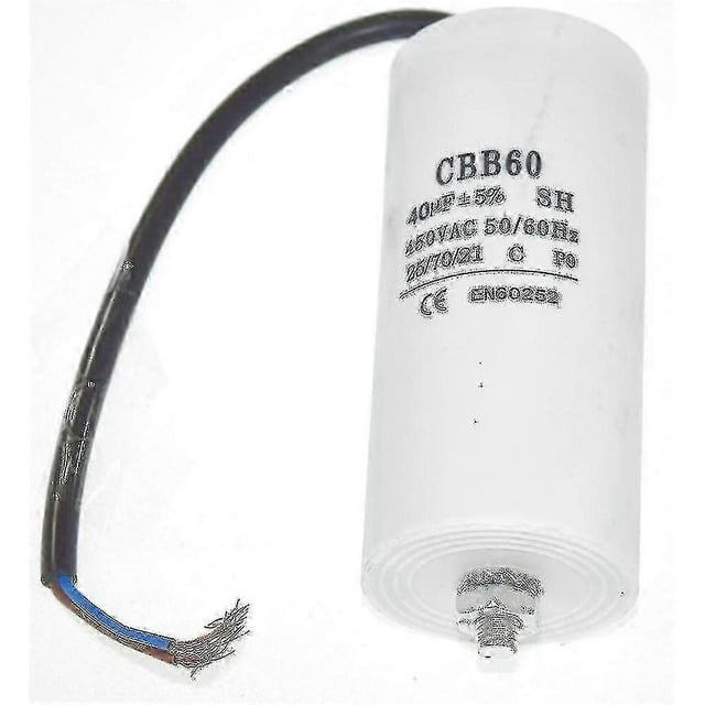 Motor Capacitor, 450v Cbb60 40uf 50 / 60hz Motor Running Capacitor, 50/60 Hz For Universal 40uf Capacitor With 22cm Cable Connectors Tangrui