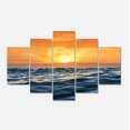 thumbnail image 2 of Blue Waves Dancing at Yellow Sunset - Beach Photo Canvas Print, 2 of 3