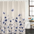 thumbnail image 2 of Purple Floral Butterfly Bathroom Shower Curtains with 12 Hooks Polyester Waterproof Shower Curtain for Stalls and Bathtubs Spring Farmhouse Botanical Beige Decorative Bathroom Curtain 36x72 Inches, 2 of 8