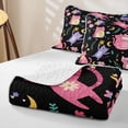 thumbnail image 4 of jejeloiu Cartoon Cat Moon Floral Bed Spread Queen Kids,Night Cute Animal Print Queen Coverlet Set For Girls,3 Pieces, 4 of 7