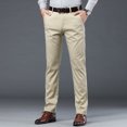 thumbnail image 3 of Pantalones de traje ajustados finos de verano para hombre, pantalones informales de algodón de negocios a la moda, pantalones caqui verde y negro, ropa de marca masculina 30-40, 3 of 5