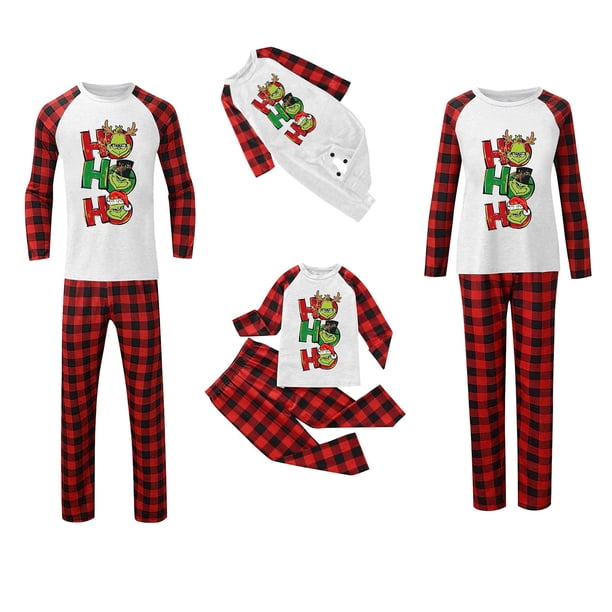 Pijamas navideños a juego Grinch - TKing Fashion 2024 Nuevos conjuntos de pijamas navideños familiares a juego Grinch, pijamas navideños navideños para parejas, adultos y niños, 3 Meses