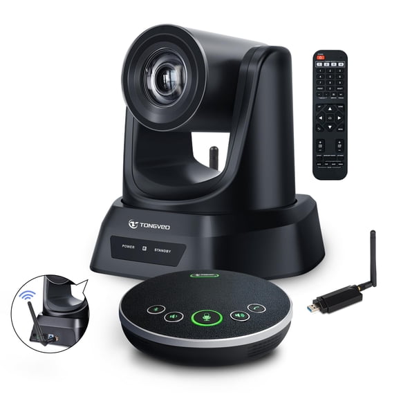 Cámara PTZ para sala de conferencias TONGVEO 3X 60 fps con micrófono Bluetooth