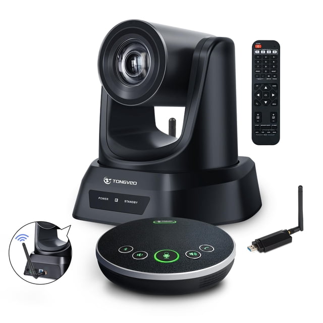 Cámara PTZ para sala de conferencias TONGVEO 3X 60 fps con micrófono Bluetooth