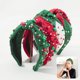 thumbnail image 1 of SUSUchens Diadema festiva navideña de ala ancha con cuentas en color de contraste anudada elegante diadema roja y verde estilo G, 1 of 8
