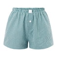 thumbnail image 4 of ZHOGXU Womens Casual Shorts Elastic Waist Plaid Print Button Front Comfortable Stretchy Lightweight Shorts With Pockets For Everyday Wear Mint Green S, 4 of 4