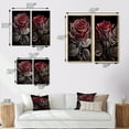 thumbnail image 4 of Designart "Red and Gray Blossoming Rose I" Floral Framed Wall Art Set Of 2 - Traditional Pink Framed Canvas Set For Living Room Decor, 4 of 6