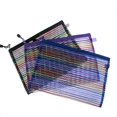 thumbnail image 1 of 6 Pack 3 Colors esh Zipper Pouch Document Bag, ulti Purpose Document File Holder Letter Size/A4 Size, 1 of 8