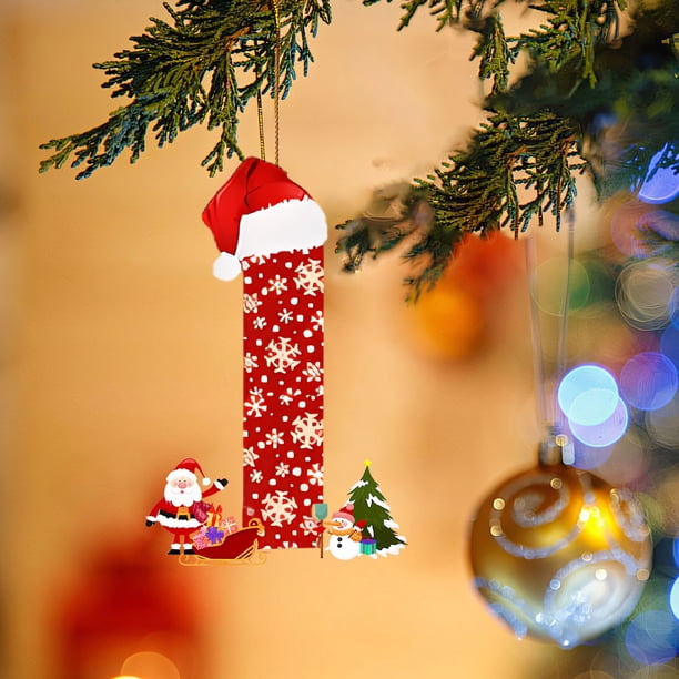Decoración navideña 26 letras Decoración para árbol de Navidad Colgante Adornos para árbol de Navidad Adornos navideños personalizados DIY Decoración navideña Decoración colgante para árbol de Navidad