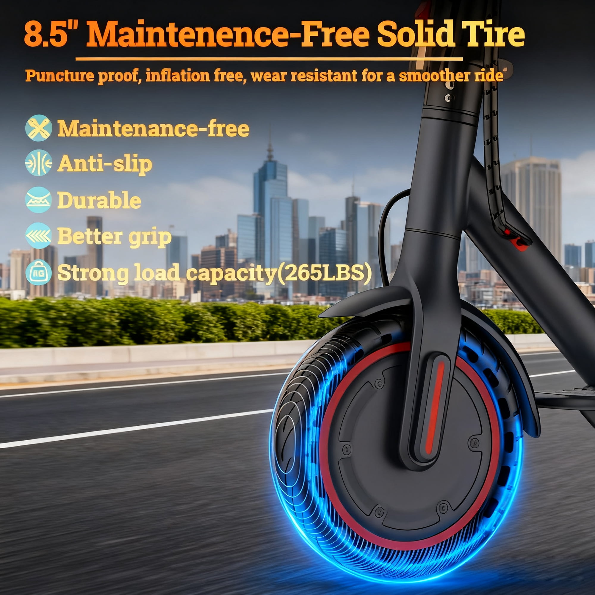 JOYHIS J078L Electric Scooter for Adults, 350W, 8.5" Anti-Skid Tires, 15-19 MPH, 21-Mile Range, Double Braking System & App Control, Foldable Design