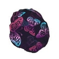 thumbnail image 2 of Kll Purple Butterfly Pattern Shower Cap & Bath Cap For Women,Reversible Oversized Waterproof Shower Caps For All Hair Lengths,Elastic Reusable Bathing Hair Cap, 2 of 9